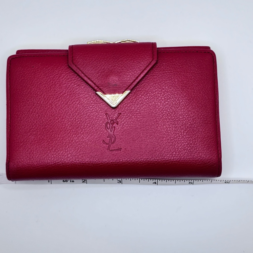 YSL - Saint Laurent- soft leather bright Pink kiss lock wallet - Picture 16 of 16